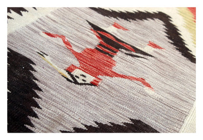 Modern wool Kilim runner rug multi 155x77cm