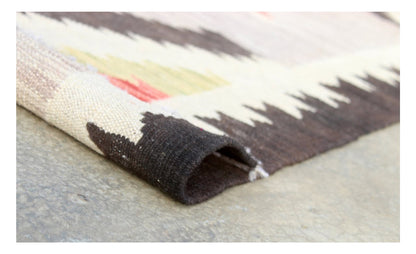 Modern wool Kilim runner rug multi 155x77cm