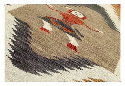 Modern wool Kilim runner rug multi 180x80cm