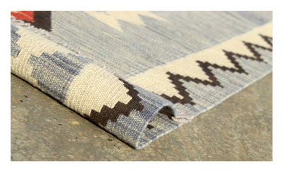 Tappeto passatoia Kilim moderno in lana multicolore 243x85cm - CarpetLiving
