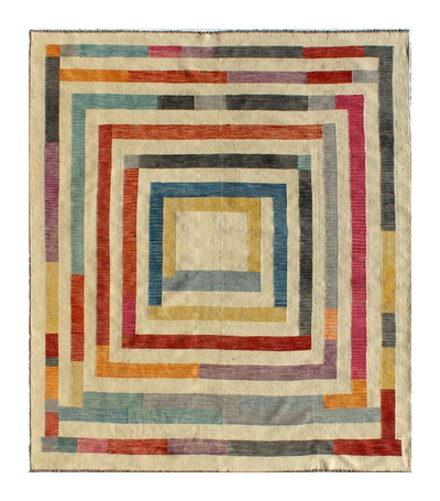 Tappeto Kilim moderno in lana multicolore 298x252cm - CarpetLiving