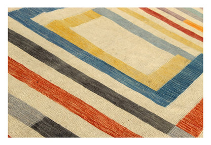 Tappeto Kilim moderno in lana multicolore 298x252cm