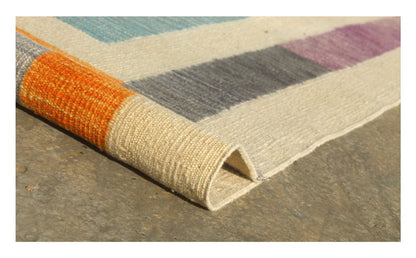 Tappeto Kilim moderno in lana multicolore 298x252cm