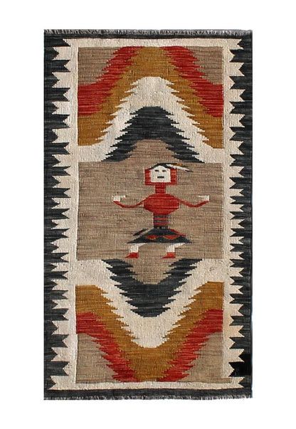 Modern wool Kilim runner rug multi 155x81cm