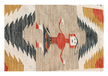 Modern wool Kilim runner rug multi 155x81cm