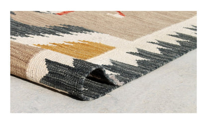Modern wool Kilim runner rug multi 155x81cm