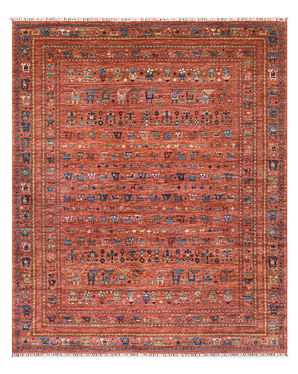 Tappeto Afghan arancione in lana, fatto a mano 303x251 cm