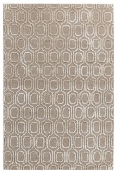 Tappeto design moderno beige in seta/lana, fatto a mano - CarpetLiving