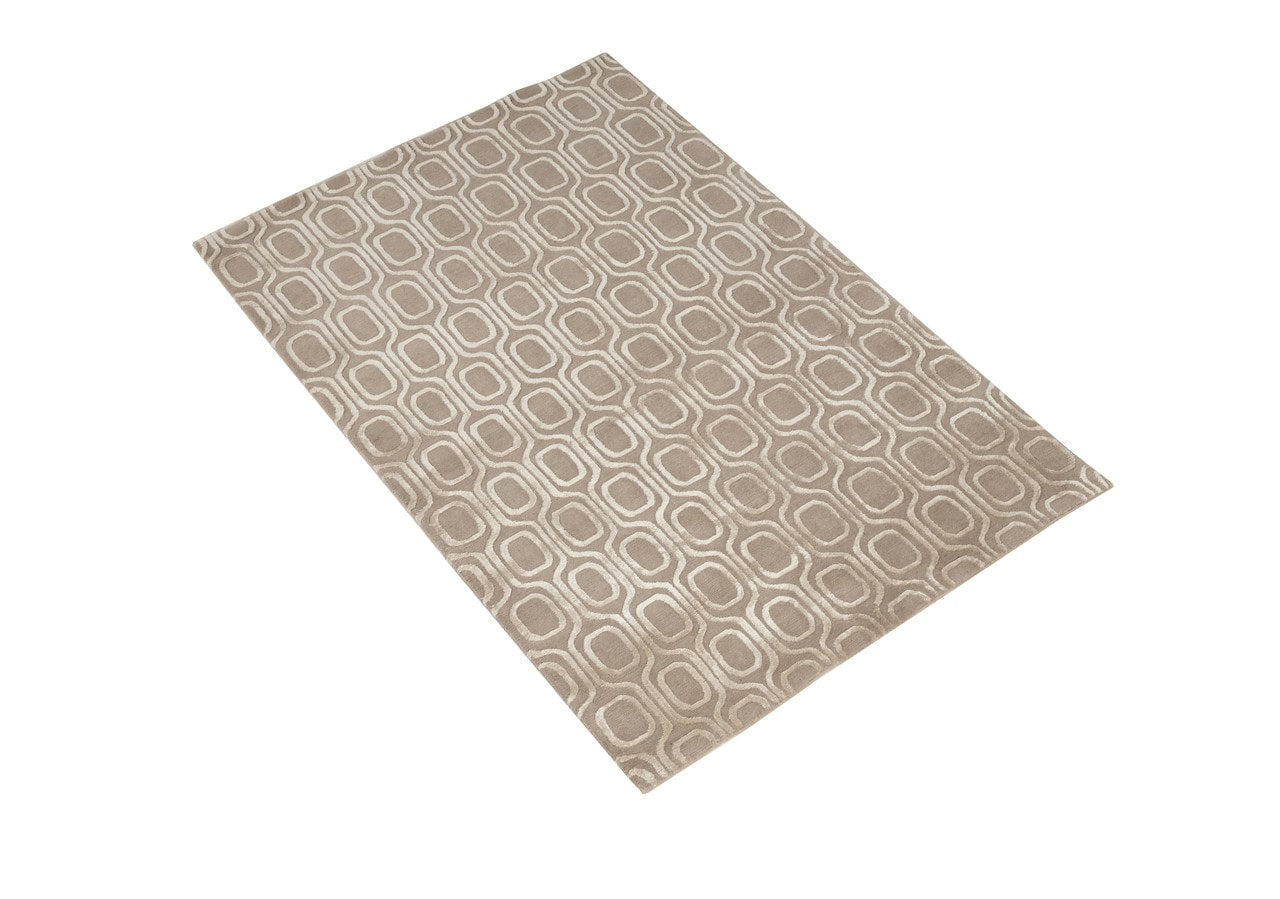 Handmade Modern Rug Beige Silk & Wool