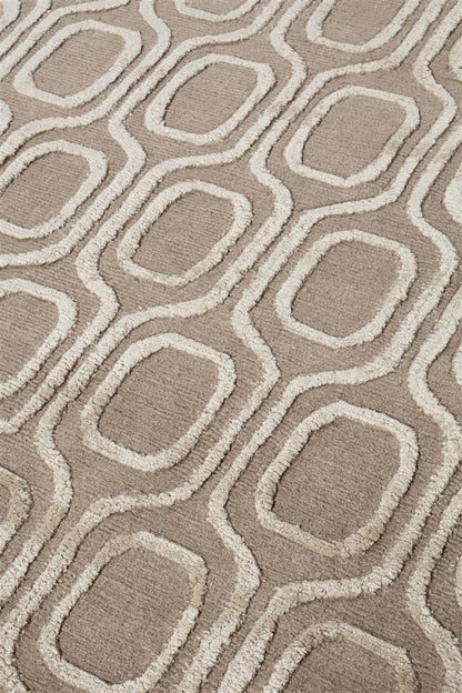 Handmade Modern Rug Beige Silk & Wool