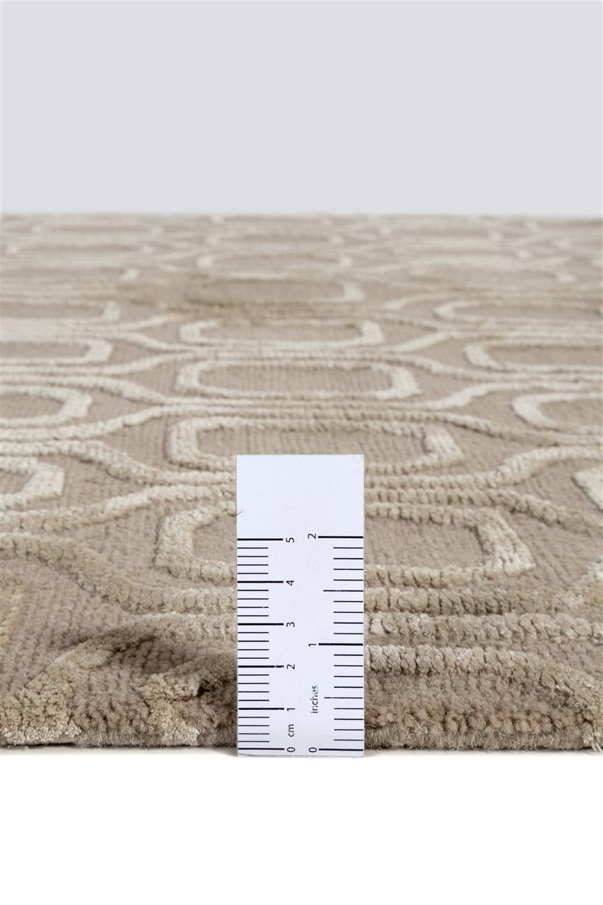 Handmade Modern Rug Beige Silk & Wool