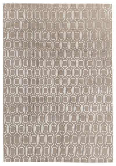 Handmade Modern Rug Beige Silk & Wool