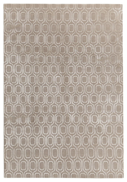 Handmade Modern Rug Beige Silk & Wool