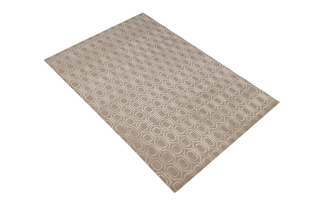 Handmade Modern Rug Beige Silk & Wool