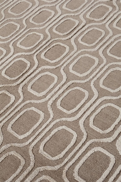Handmade Modern Rug Beige Silk & Wool