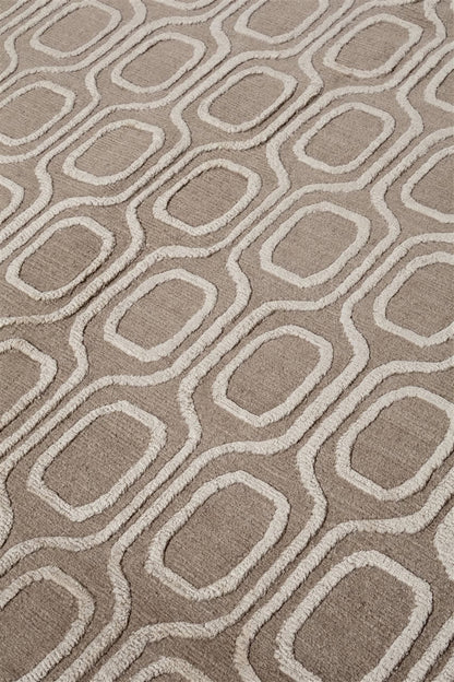Handmade Modern Rug Beige Silk & Wool