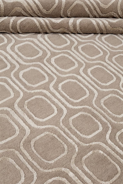 Handmade Modern Rug Beige Silk & Wool