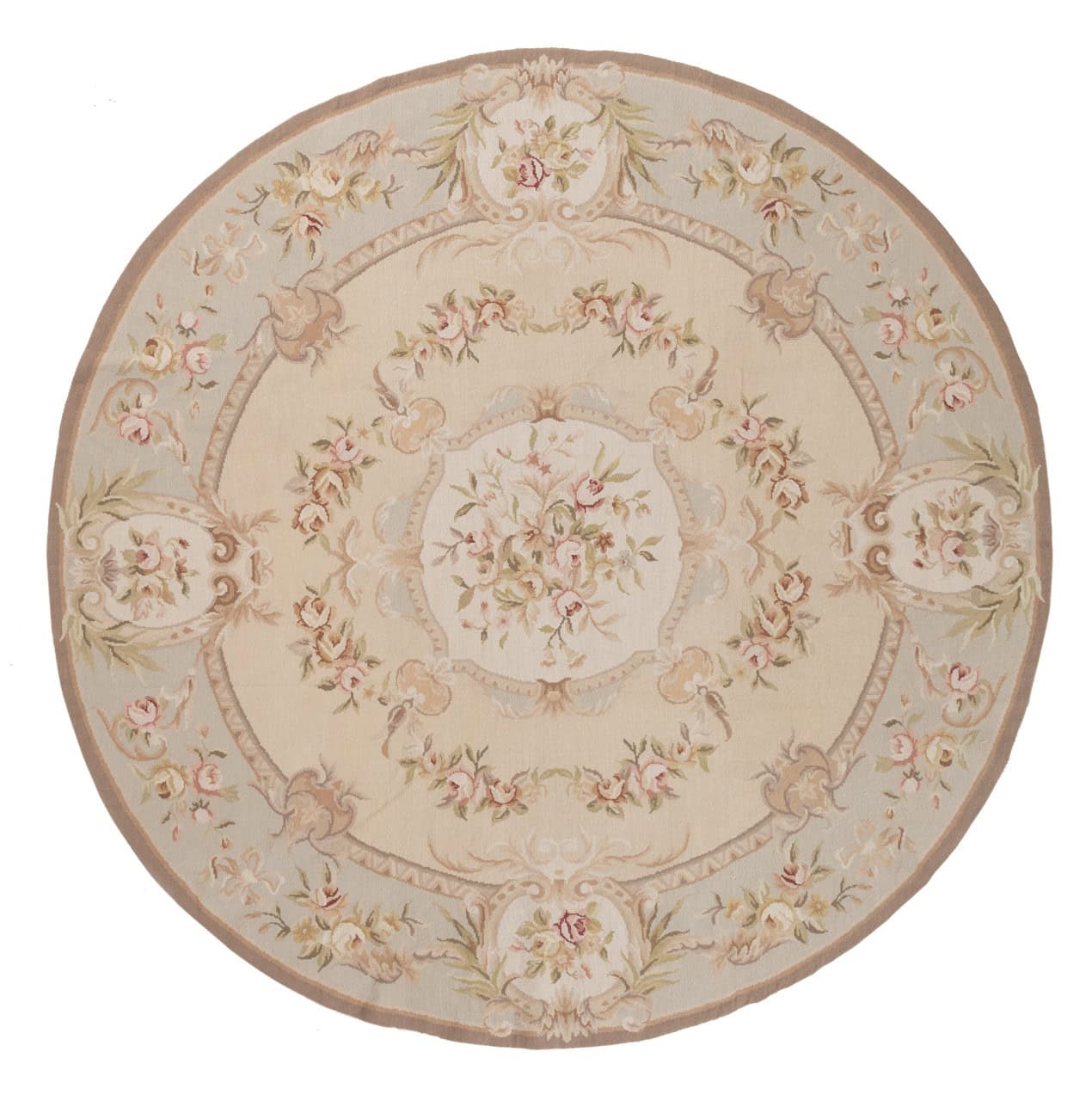 Tappeto Arazzo Aubusson Rotondo - Arte tessile - Tessuto a Mano 214x212cm