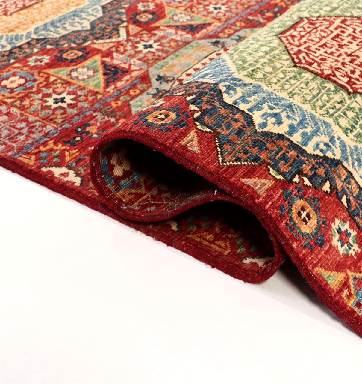 Tappeto Passatoia Mamluk Moderno Multicolore, Fatto a mano, 909x78cm