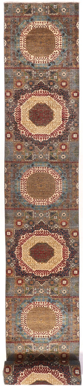 Tappeto Passatoia Mamluk Moderno Multicolore, Fatto a mano, 895x80cm