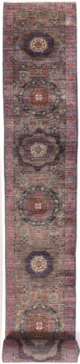 Tappeto Passatoia Mamluk Moderno Multicolore, Fatto a mano, 897x75cm