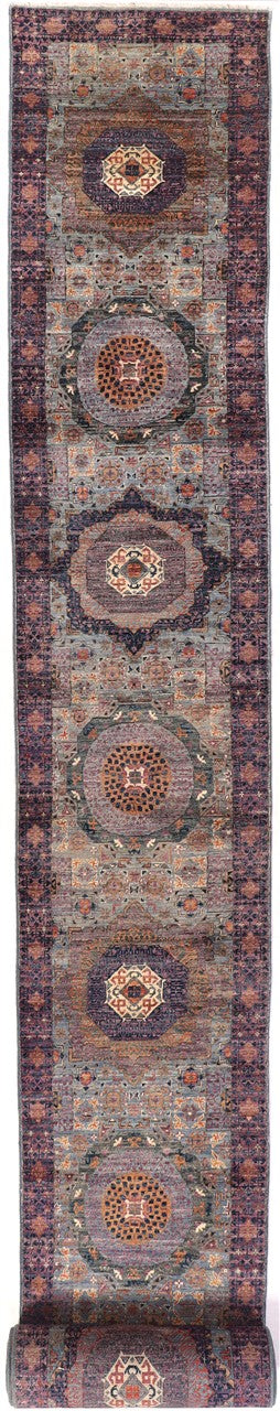 Tappeto Passatoia Mamluk Moderno Multicolore, Fatto a mano, 899x74cm