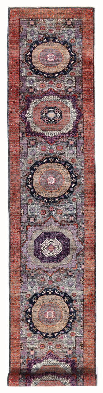 Tappeto Passatoia Mamluk Moderno Multicolore, Fatto a mano, 468x76cm