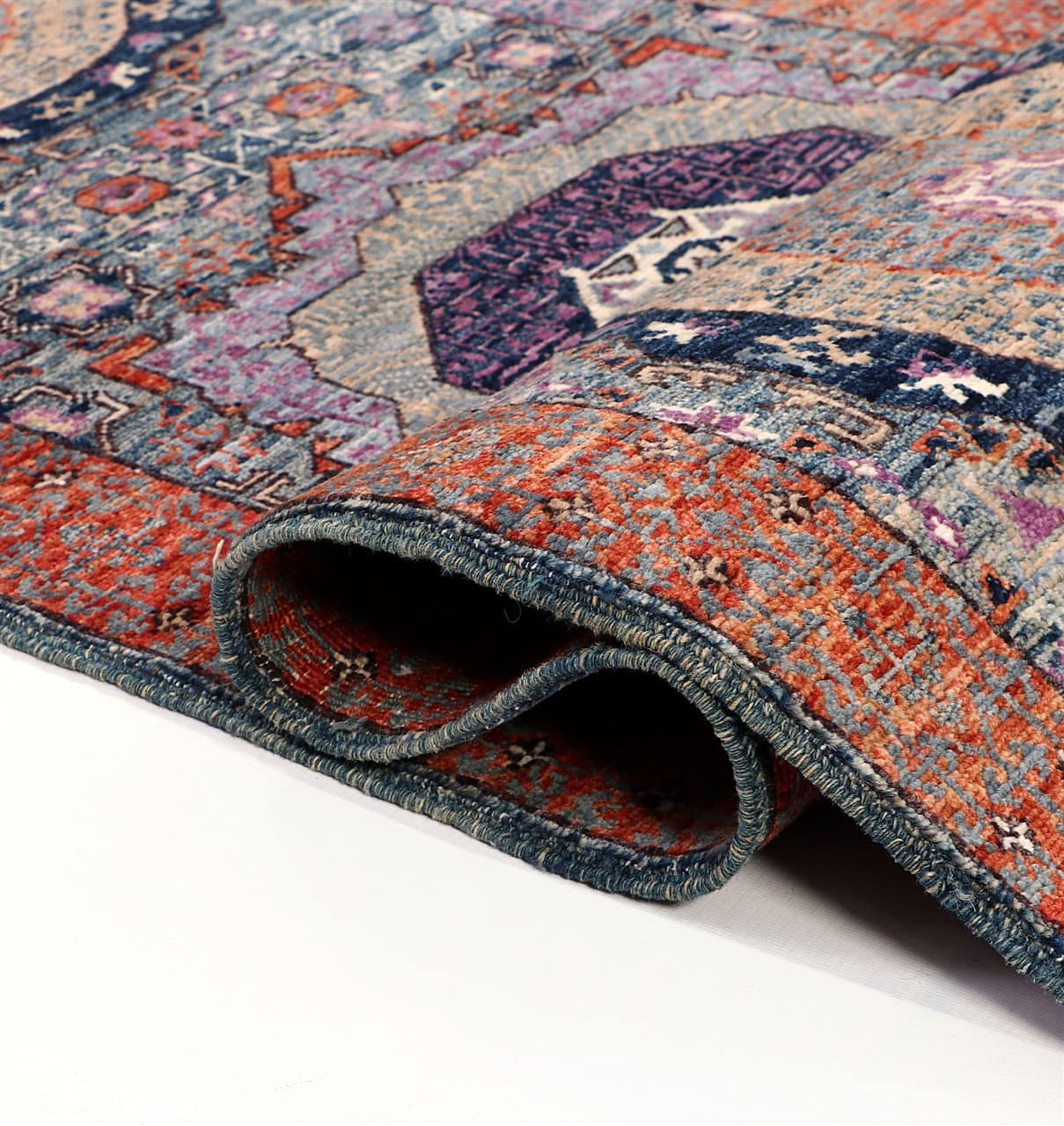 Tappeto Passatoia Mamluk Moderno Multicolore, Fatto a mano, 468x76cm