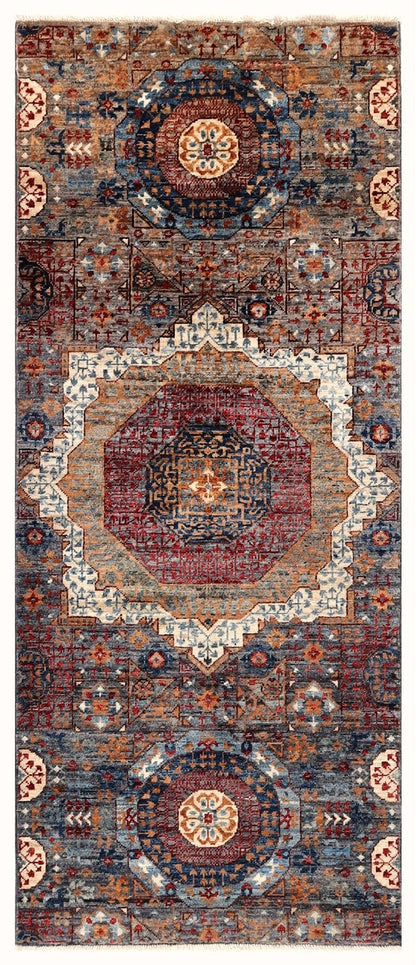 Tappeto Passatoia Mamluk Moderno Multicolore, Fatto a mano, 190x79cm