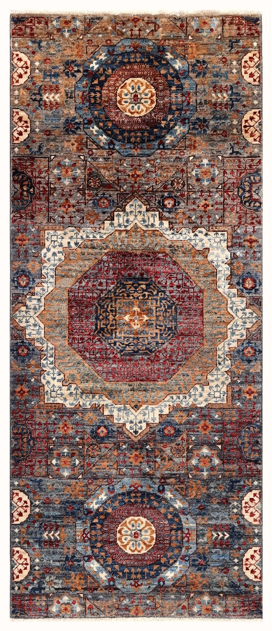 Tappeto Passatoia Mamluk Moderno Multicolore, Fatto a mano, 190x79cm