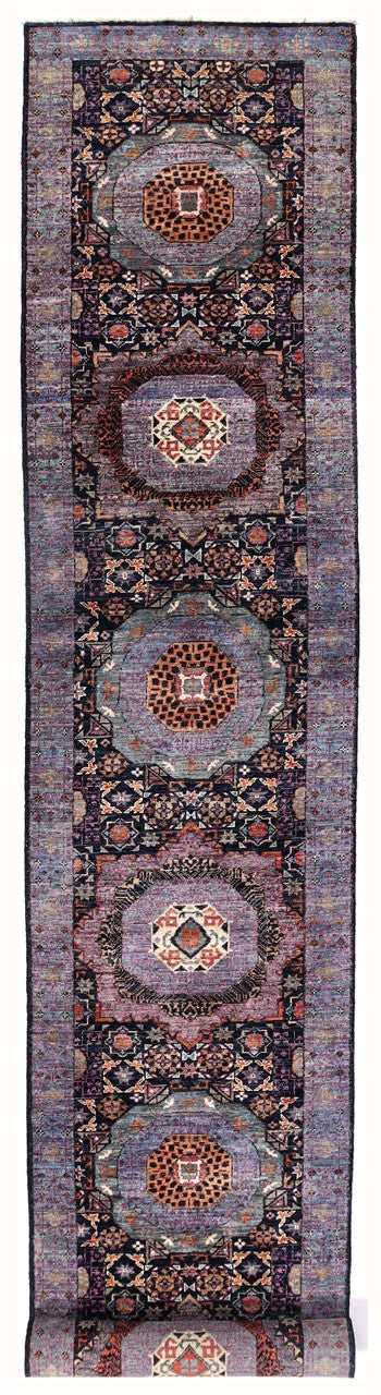 Tappeto Passatoia Mamluk Moderno Multicolore, Fatto a mano, 465x81cm