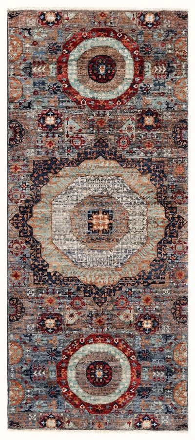 Handmade Multicolour Modern Mamluk Runner, 180x77cm
