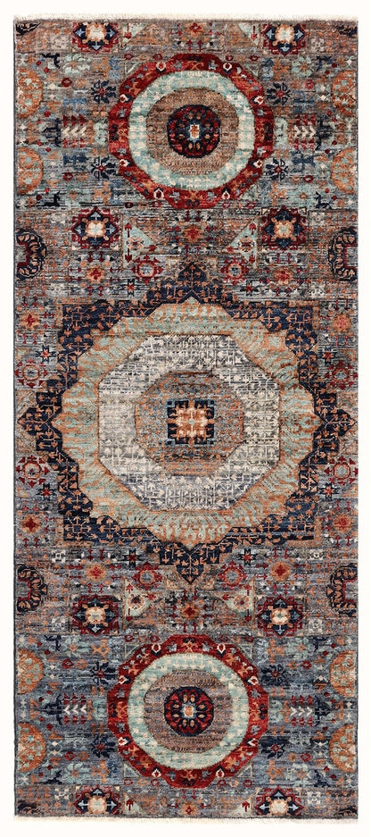 Tappeto Passatoia Mamluk Moderno Multicolore, Fatto a mano, 180x77cm