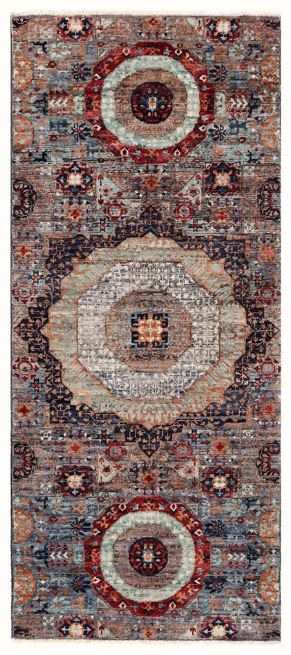 Tappeto Passatoia Mamluk Moderno Multicolore, Fatto a mano, 180x77cm