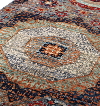 Handmade Multicolour Modern Mamluk Runner, 180x77cm
