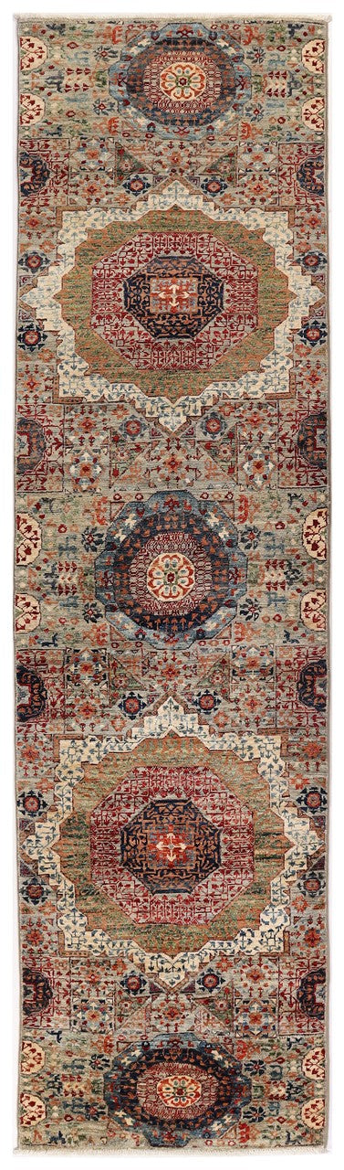 Tappeto Passatoia Mamluk Moderno Multicolore, Fatto a mano, 287x76cm