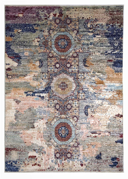 Tappeto Mamluk Moderno Multicolore, Fatto a mano, 208x148cm