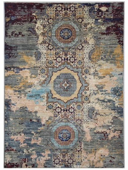 Tappeto Mamluk Moderno Multicolore, Fatto a mano, 210x148cm