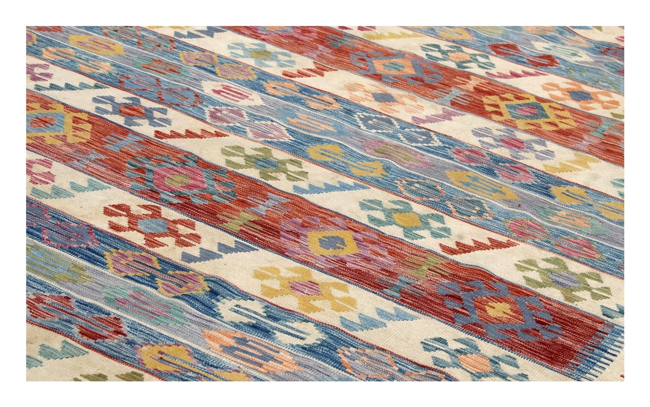 Tappeto Kilim Kaudani Afghan fatto a mano multicolore 408x306cm