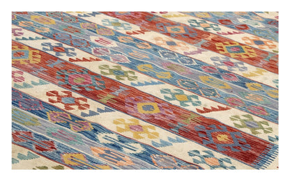 Tappeto Kilim Kaudani Afghan fatto a mano multicolore 408x306cm
