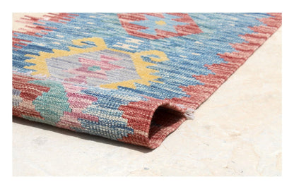Tappeto Kilim Kaudani Afghan fatto a mano multicolore 408x306cm