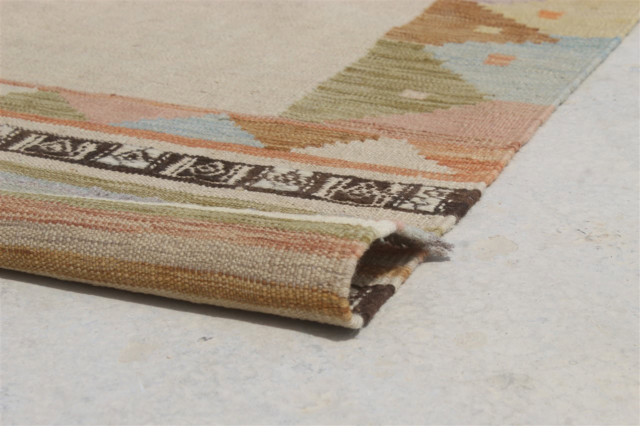 Tappeto Kilim Kaudani Afghan fatto a mano multicolore 398x296cm
