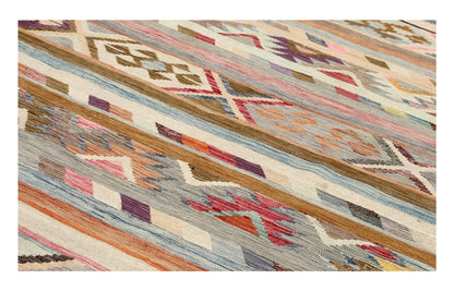 Tappeto Kilim Kaudani Afghan fatto a mano multicolore 335x246cm