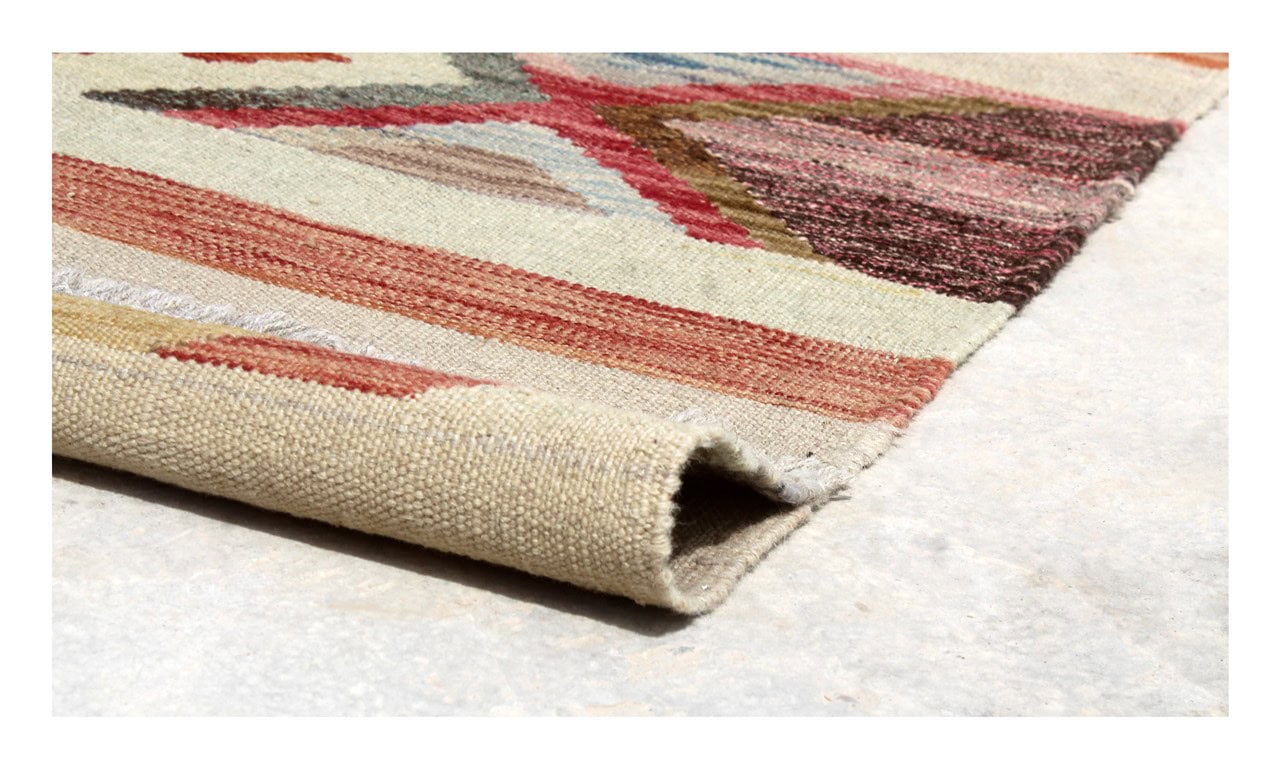 Tappeto Kilim Kaudani Afghan fatto a mano multicolore 335x246cm