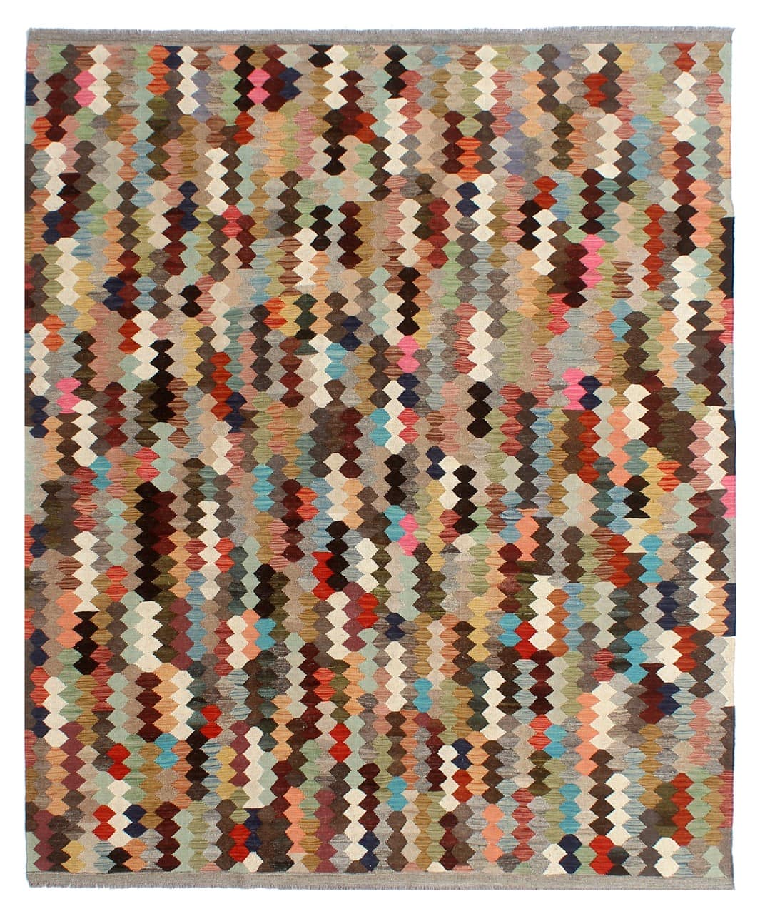 Tappeto Kilim Kaudani Afghan fatto a mano multicolore 343x246cm