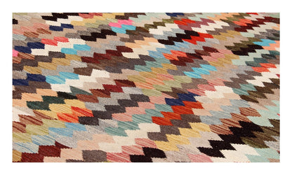 Tappeto Kilim Kaudani Afghan fatto a mano multicolore 343x246cm