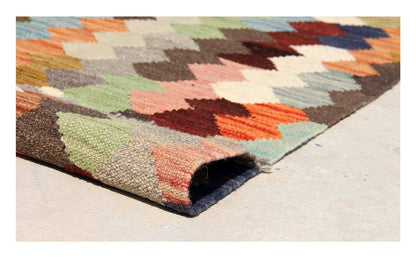 Tappeto Kilim Kaudani Afghan fatto a mano multicolore 343x246cm
