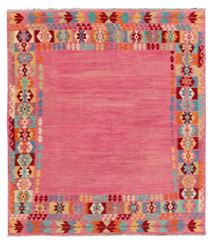 Tappeto Kilim Kaudani Afghan fatto a mano multicolore 292x244cm