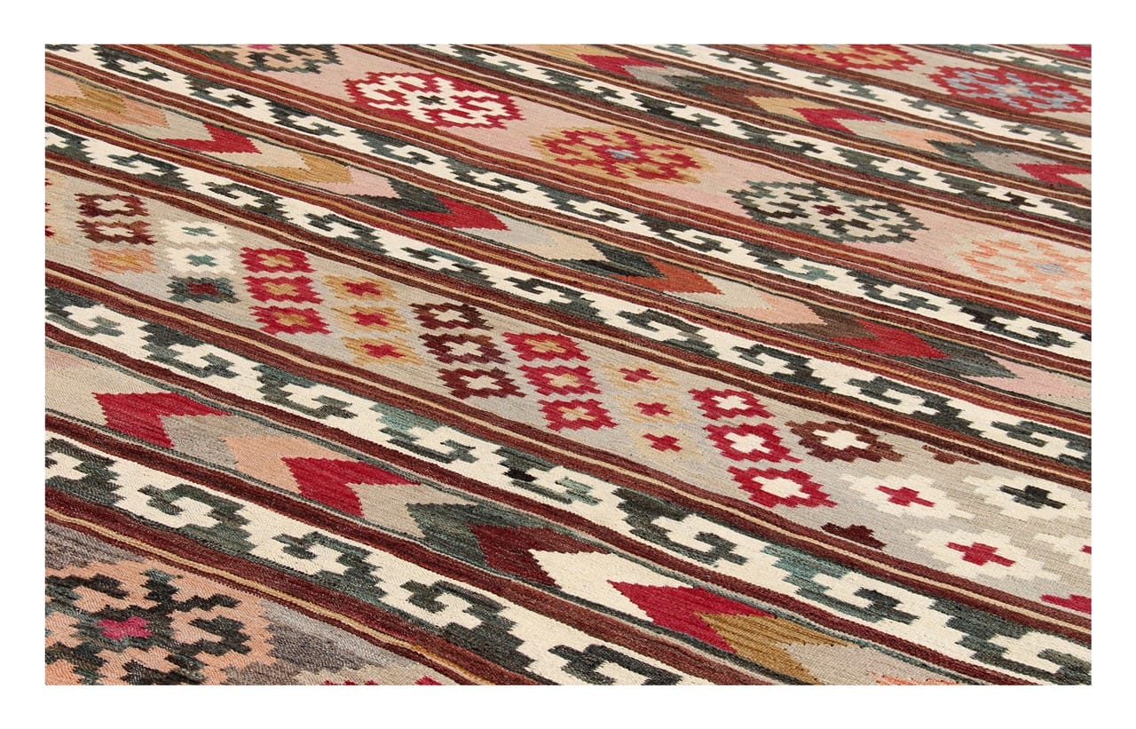 Tappeto Kilim Kaudani Afghan fatto a mano multicolore 395x204cm