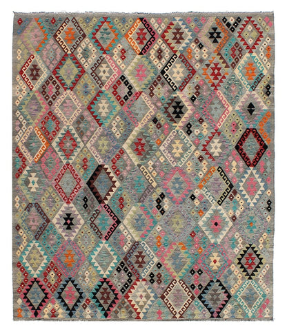 Tappeto Kilim Kaudani Afghan fatto a mano multicolore 331x267cm